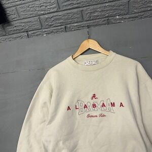 Vintage MJ Soffe Alabama Crimson Tide Sweatshirt Cream Large Made in USA Heavy